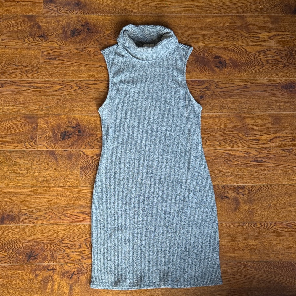 Tobi Gray Ribbed Turtleneck Mini Dress